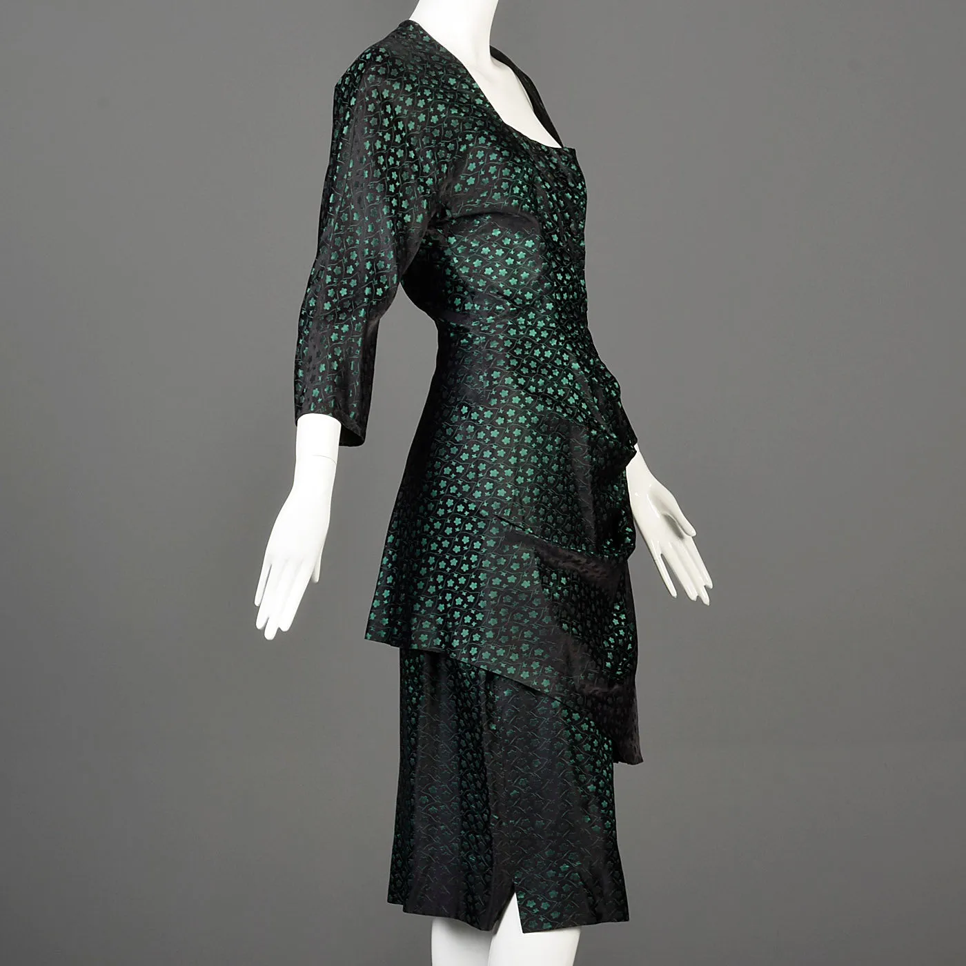 1940s Two Piece Skirt Suit with Asymmetric Jacket
