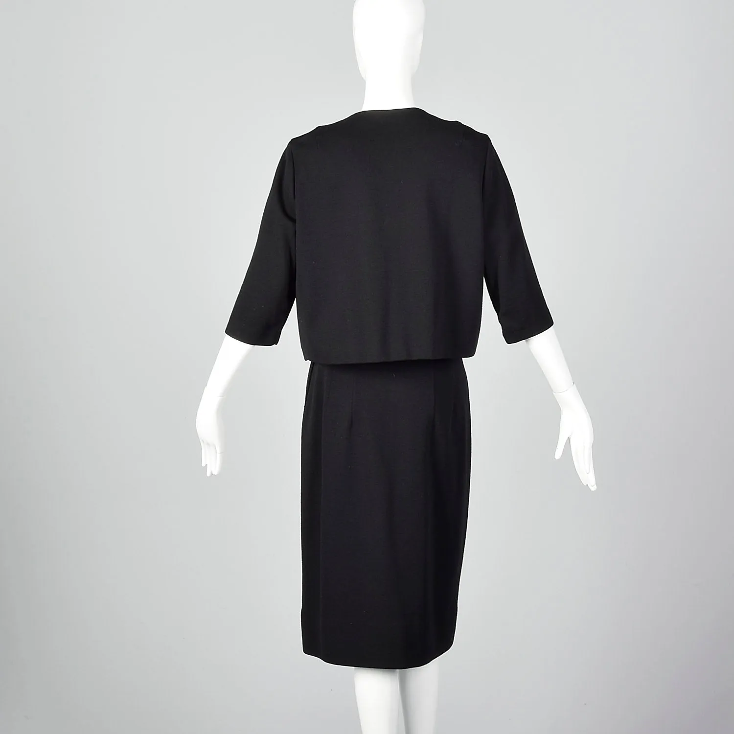 1960s Black Two Piece Knit Skirt Set