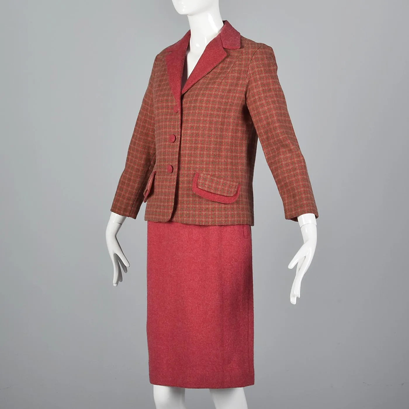 1960s Two Piece Pink Skirt Suit