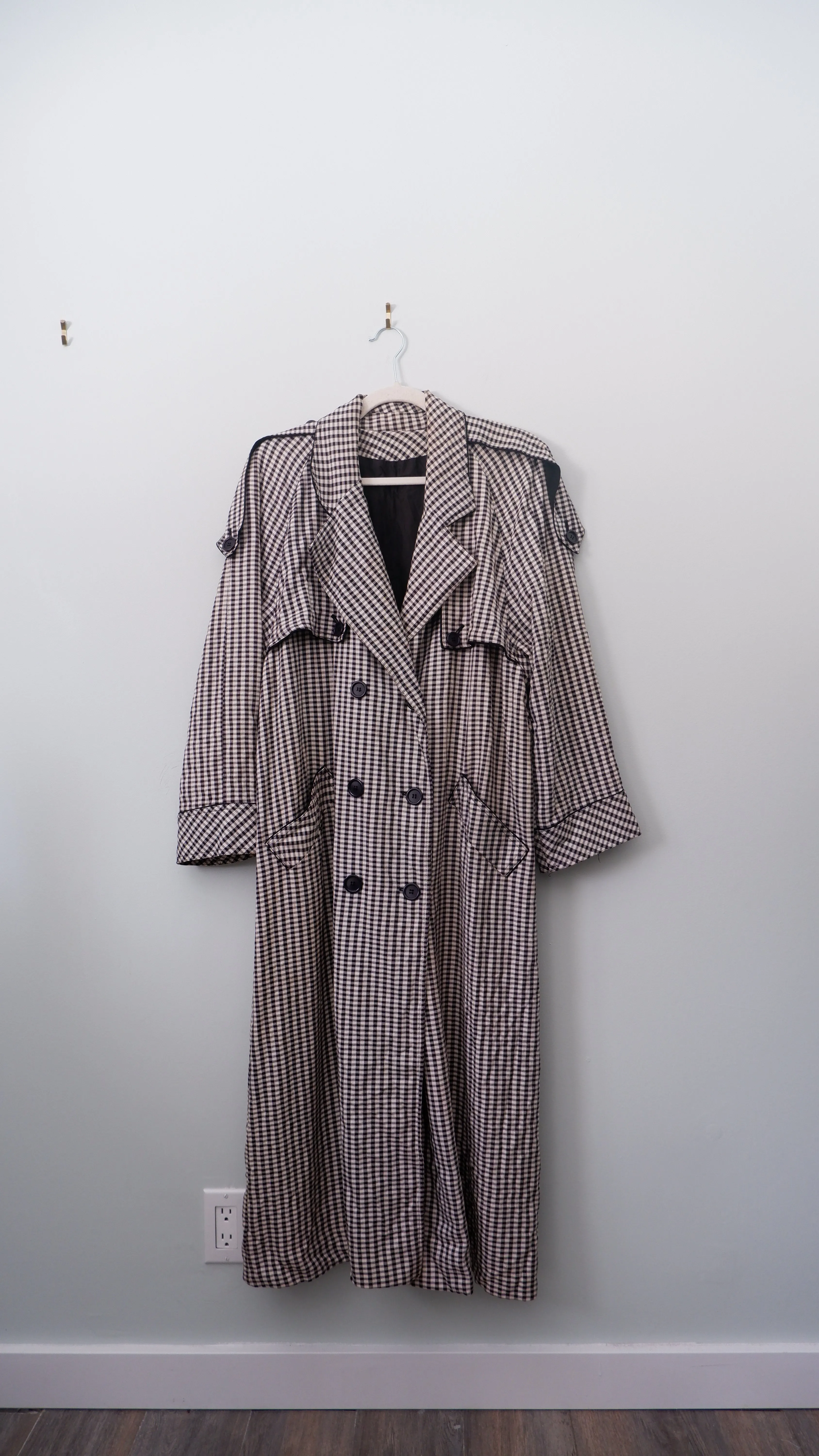 80s Gingham Trench Coat - L/XL