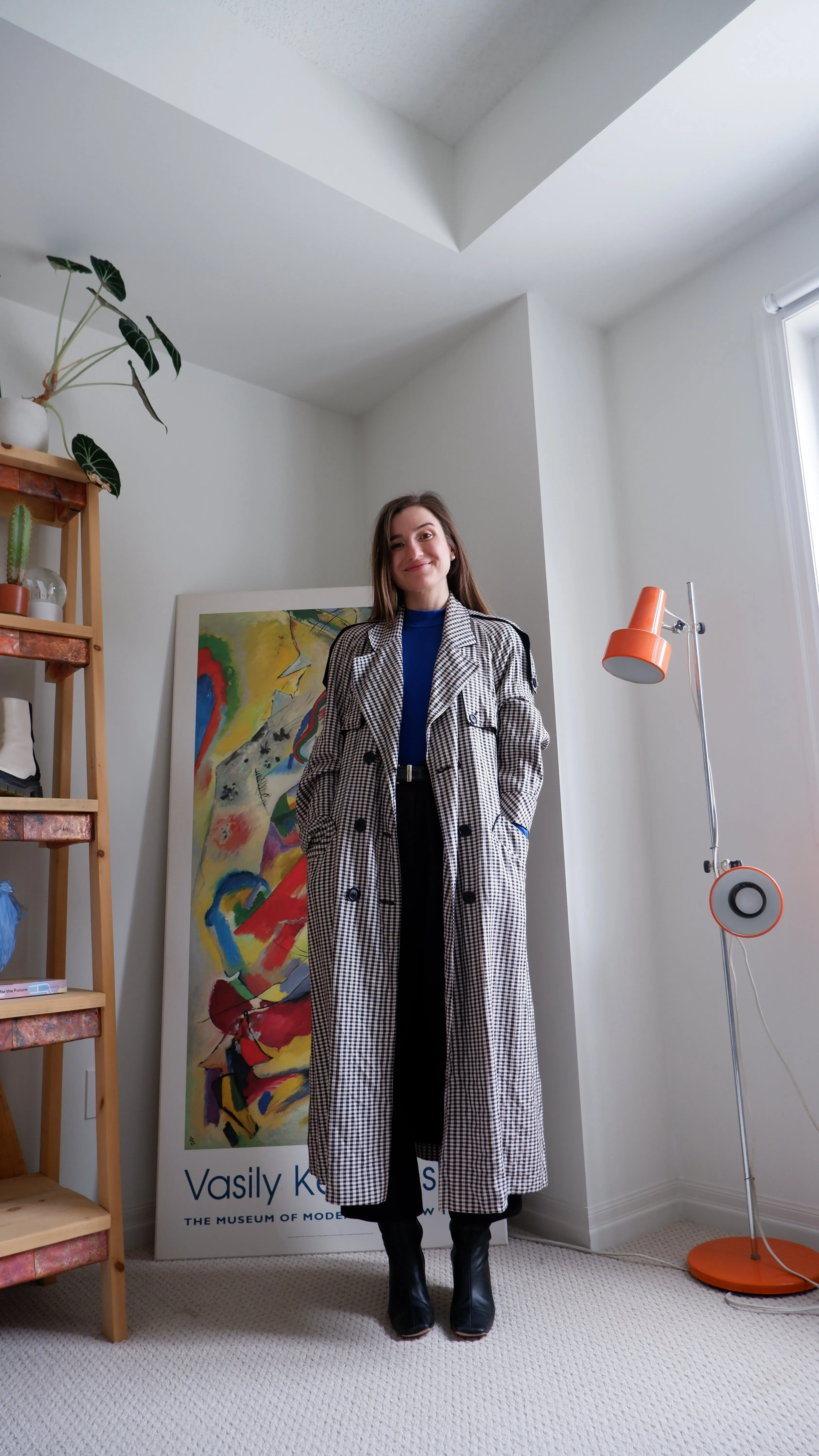 80s Gingham Trench Coat - L/XL