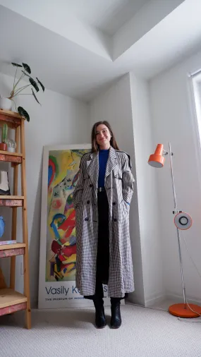 80s Gingham Trench Coat - L/XL