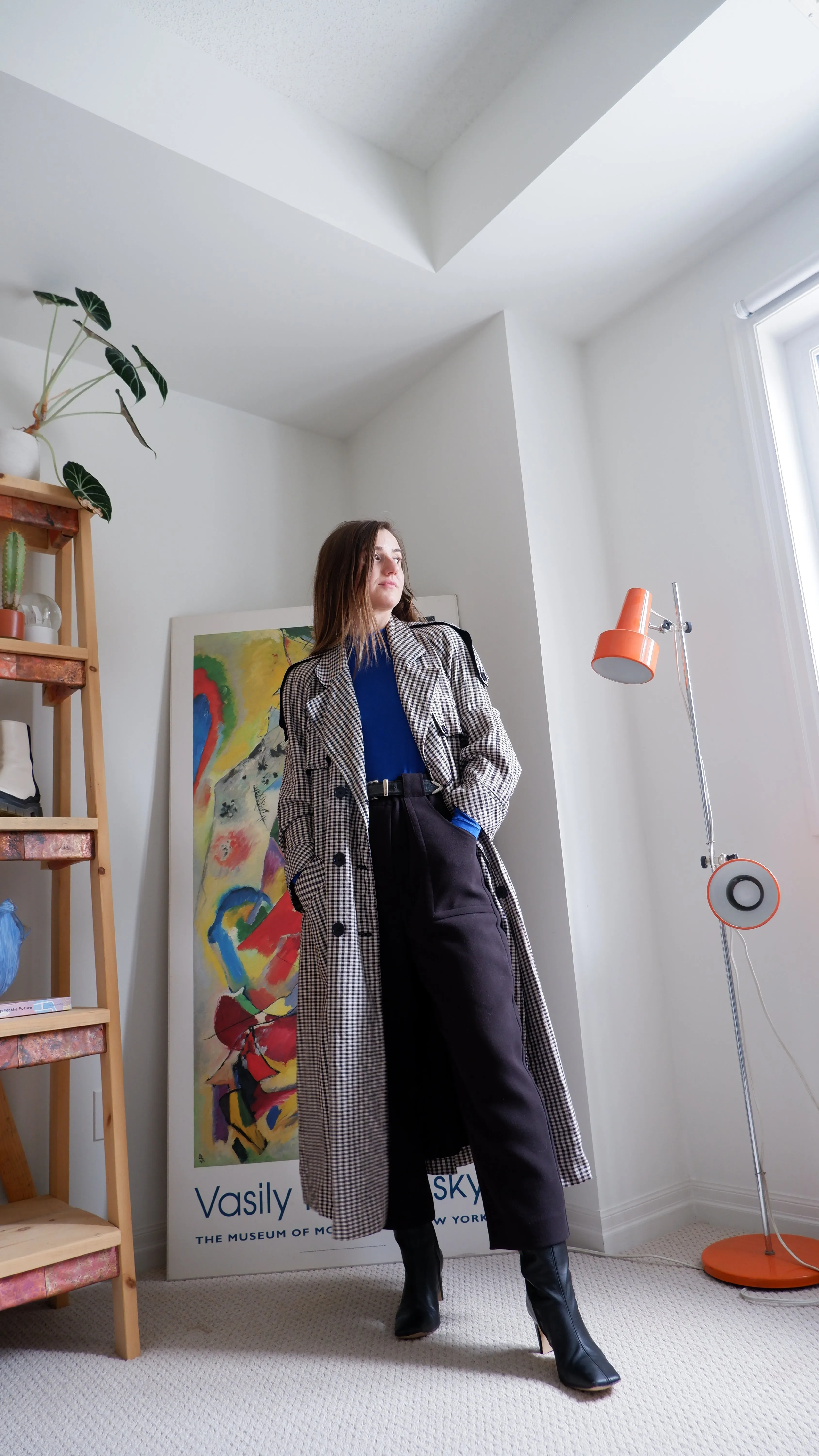80s Gingham Trench Coat - L/XL