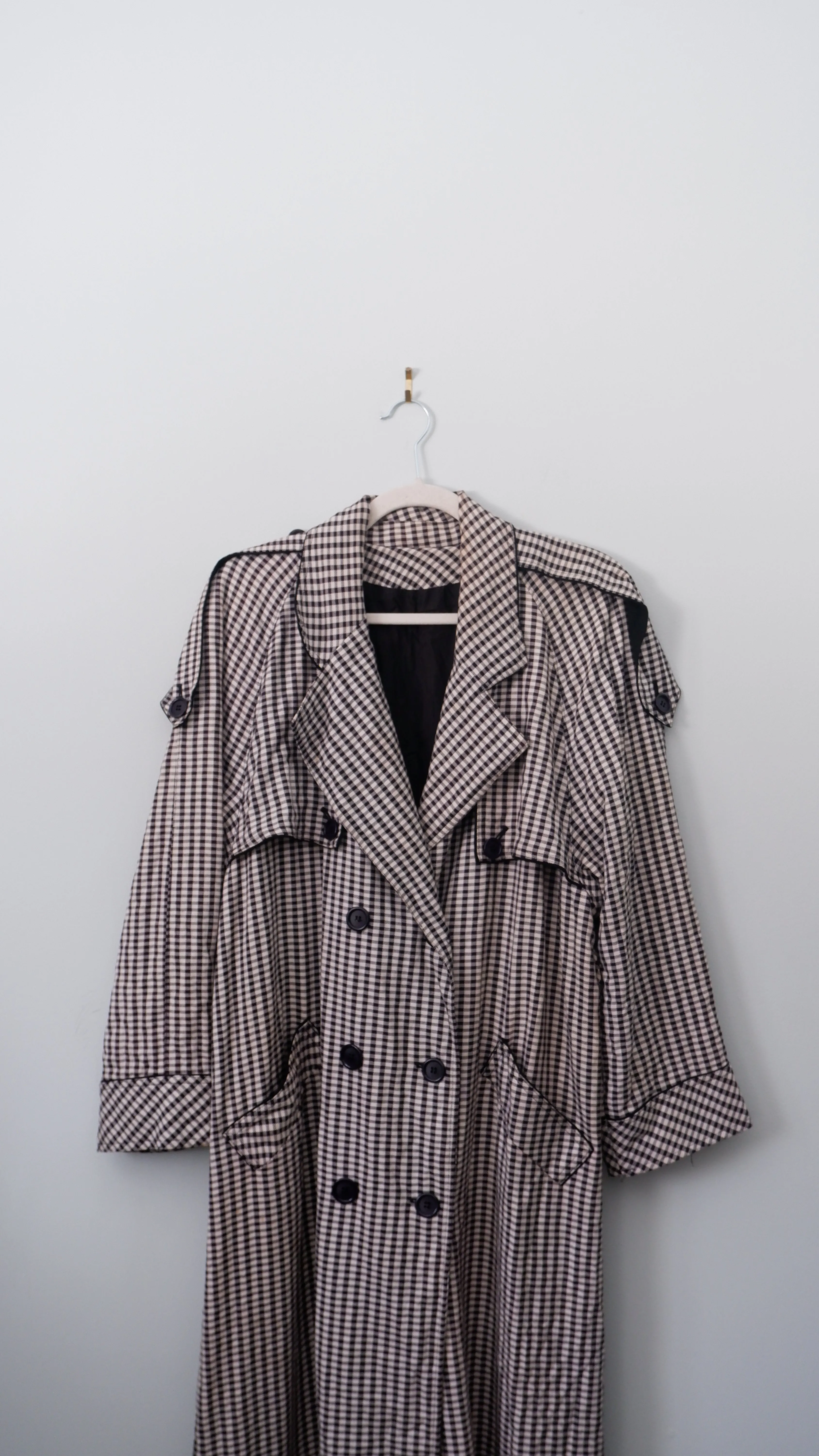 80s Gingham Trench Coat - L/XL