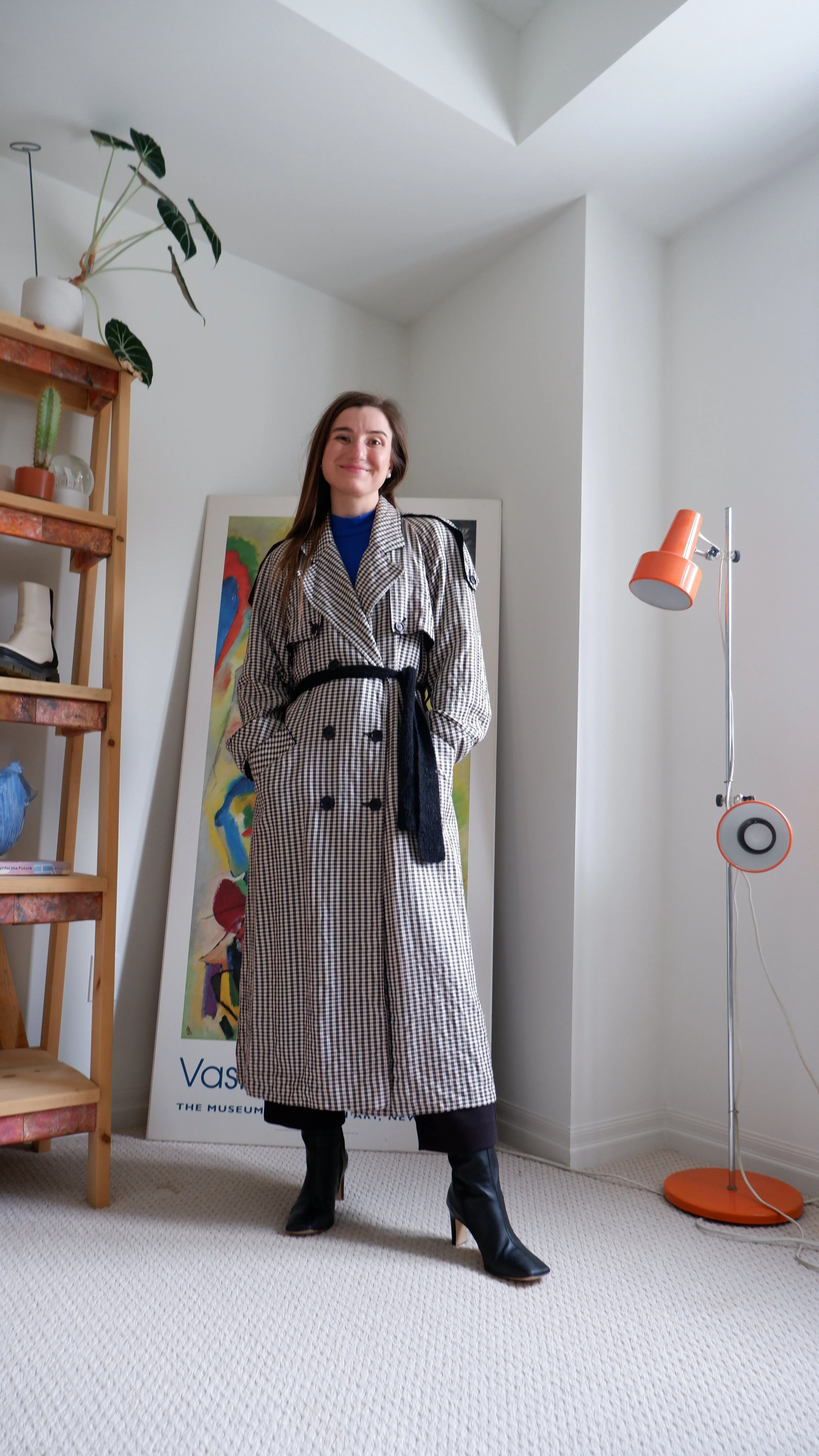 80s Gingham Trench Coat - L/XL