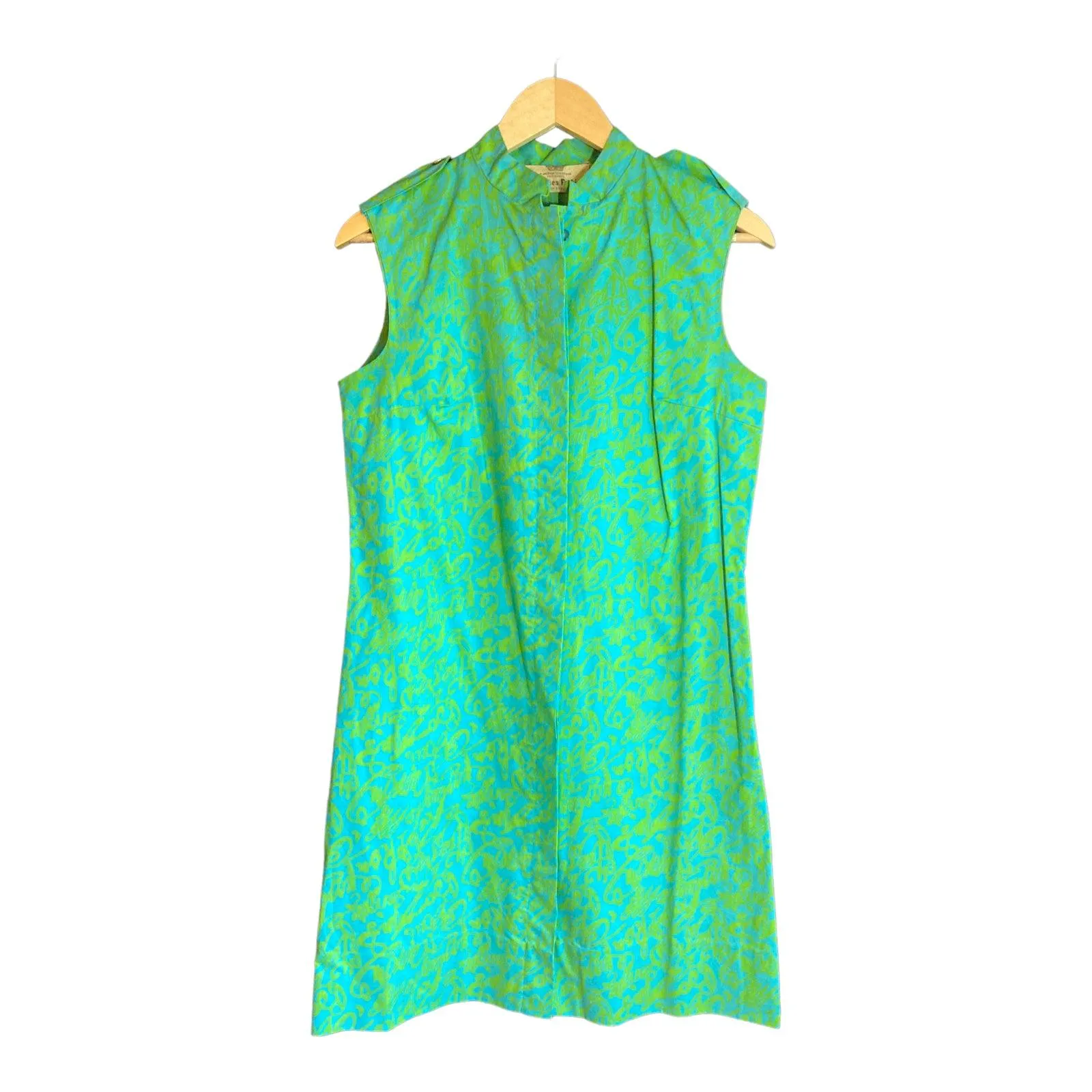 Horrockses Fashions Turquoise Patterned Sleeveless Dress UK Size 16