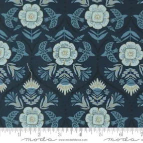 Moda Folk Lore Flight of Fancy Damask Peacoat Navy Blue Fabric