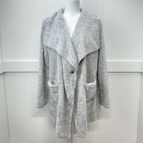 Soft Surroundings Hugs Gray Plush Poly Sherpa Cardigan Jacket Cozy Sz Medium