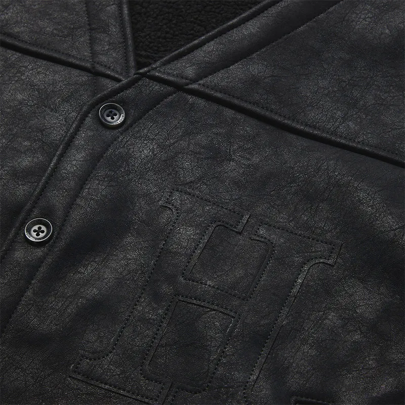 Vegan Leather Cardigan Black