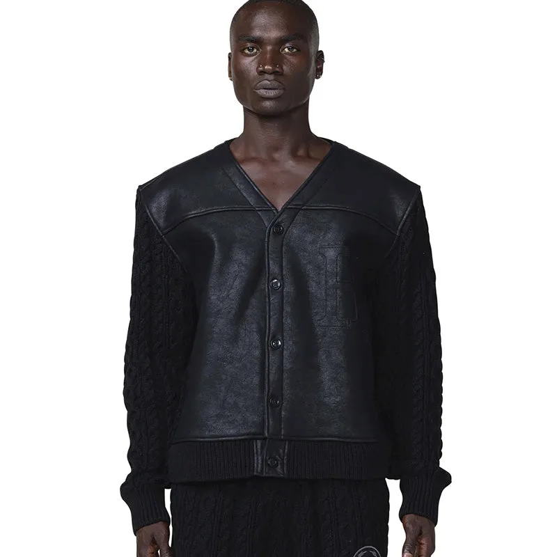 Vegan Leather Cardigan Black