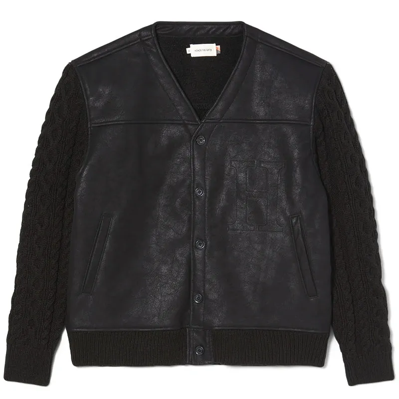 Vegan Leather Cardigan Black